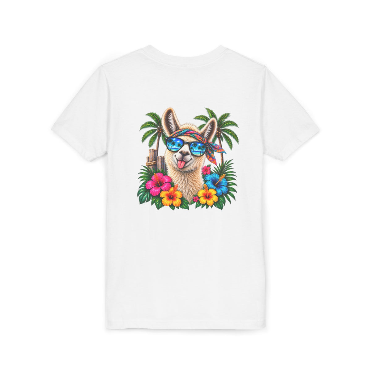 Youth Tee — Tropical Llama Sunglasses Summer Graphic