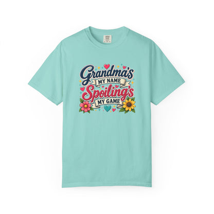 Grandma's My Name Spoiling's My Game T-Shirt | Floral Retro Design