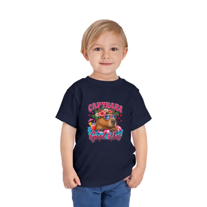 Capybara Good Vibes Toddler Tee - Cute Tropical Animal Shirt