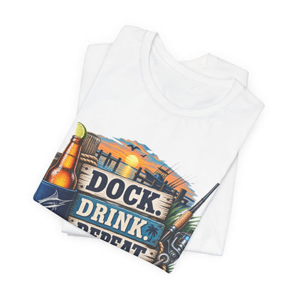 Dock. Drink. Repeat. Tee — Beach Bar Nautical T-Shirt for Boaters & Lake Lovers