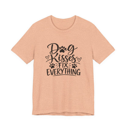 Dog Kisses Fix Everything T-Shirt — Cute Paw Print Dog Lover Tee