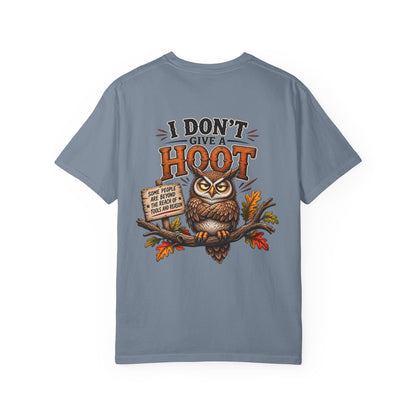 I Don’t Give a Hoot Owl T-Shirt — Funny Autumn Woodland Graphic Tee