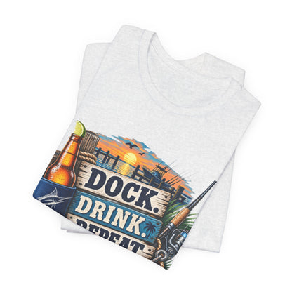 Dock. Drink. Repeat. Tee — Beach Bar Nautical T-Shirt for Boaters & Lake Lovers