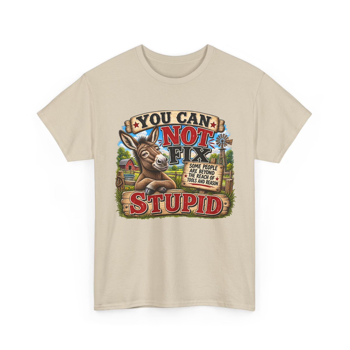 You Can Not Fix Stupid T-Shirt – Funny Donkey Graphic Tee for Humor Gifts