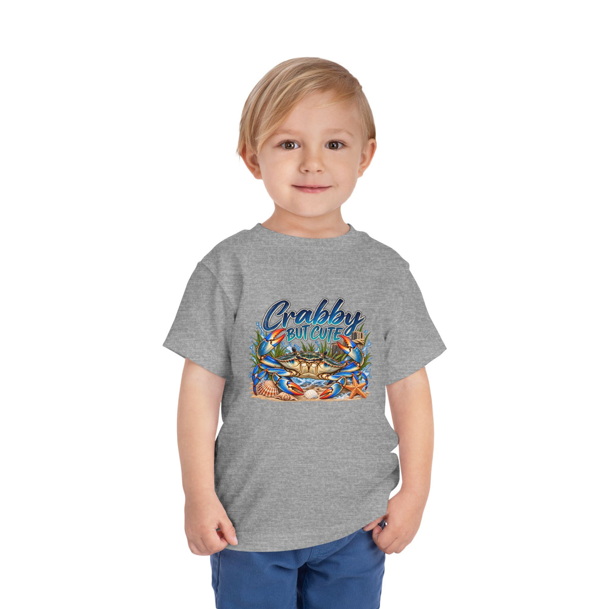 Crabby But Cute Toddler Tee – Cute Beach Crab Graphic Shirt for Kids