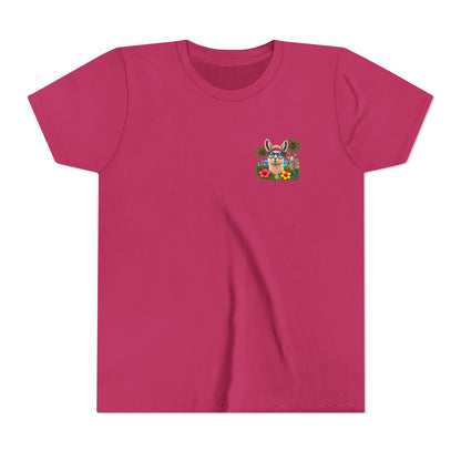 Youth Tee — Tropical Llama Sunglasses Summer Graphic