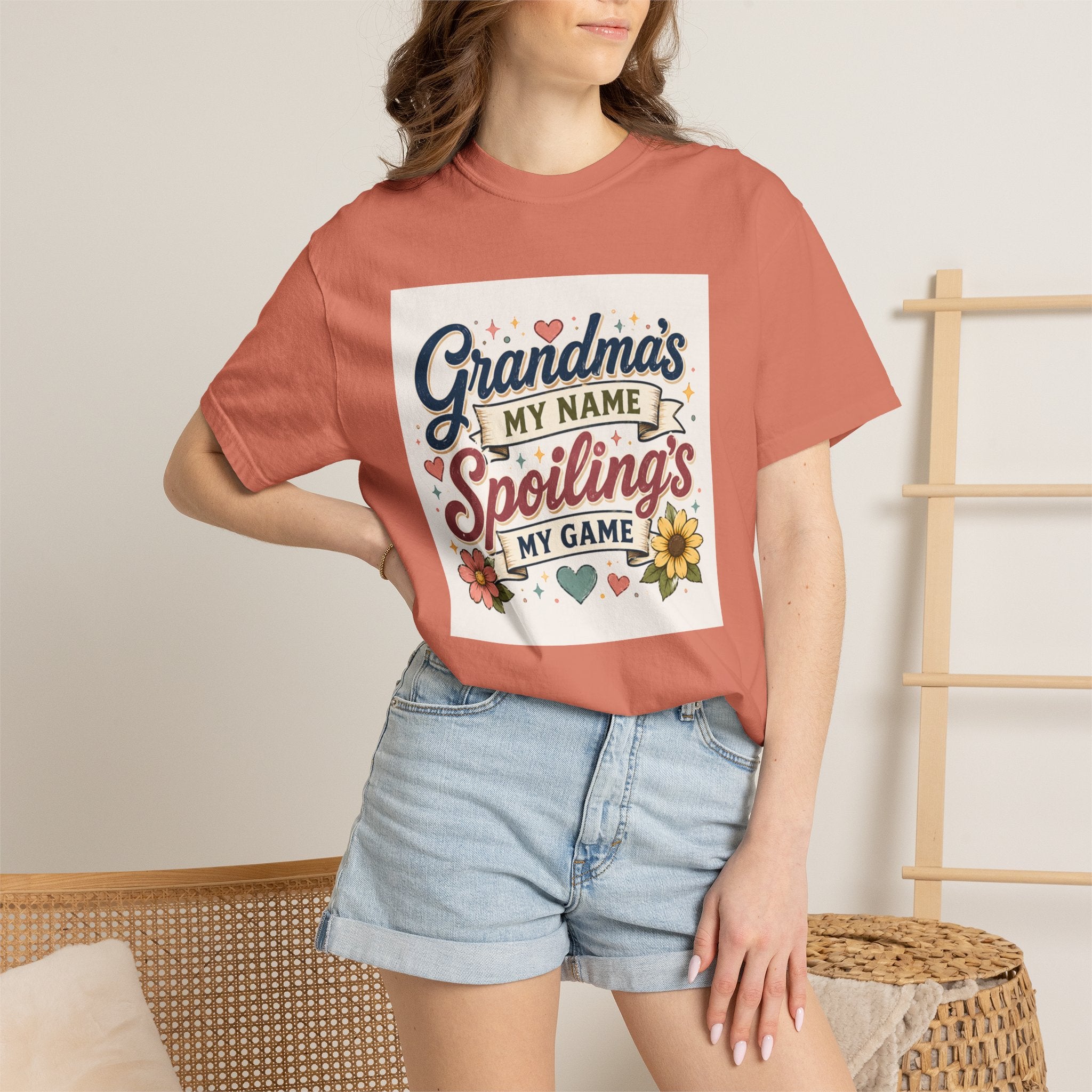 Grandma's My Name Spoiling's My Game T-Shirt | Floral Retro Design