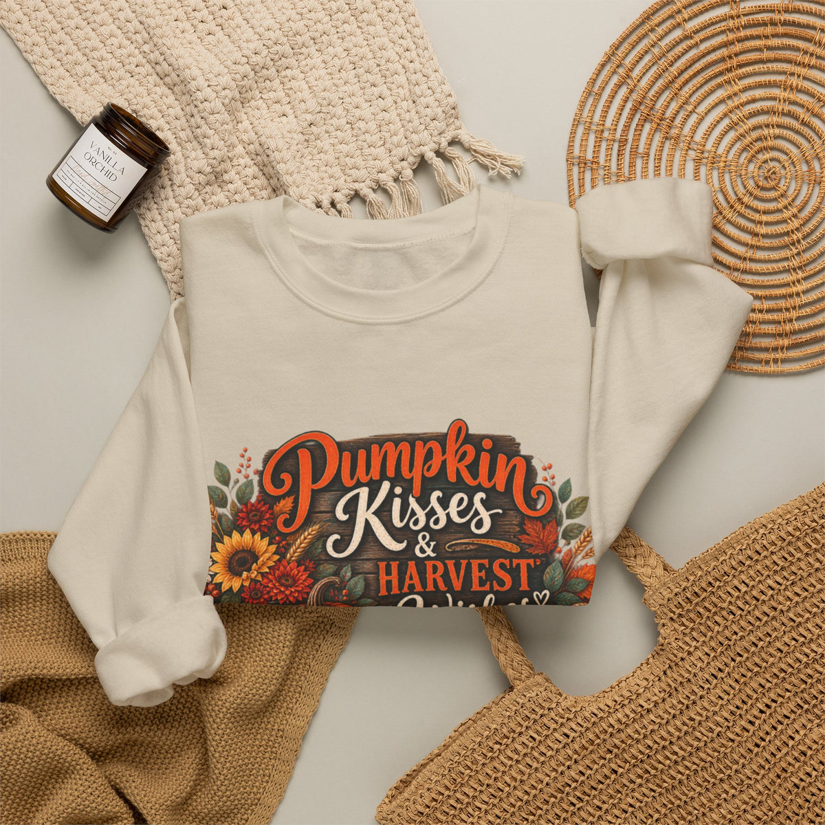 Pumpkin Kisses & Harvest Wishes Crewneck Sweatshirt