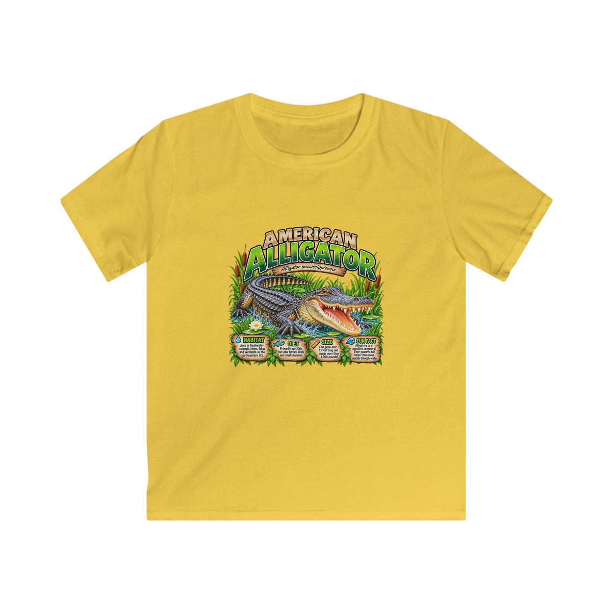 Kids Alligator Graphic Tee — "American Alligator" Nature Shirts for Boys & Girls