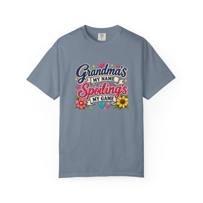 Grandma's My Name, Spoiling's My Game T-Shirt — Cute Floral Grandma Gift