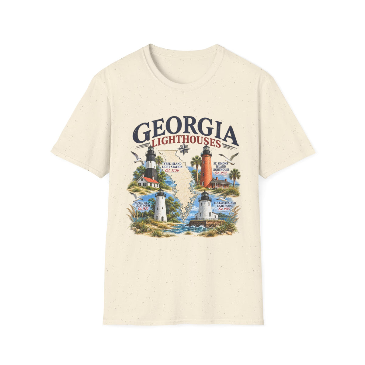 Georgia Lighthouses T-Shirt — Vintage Coastal Tee