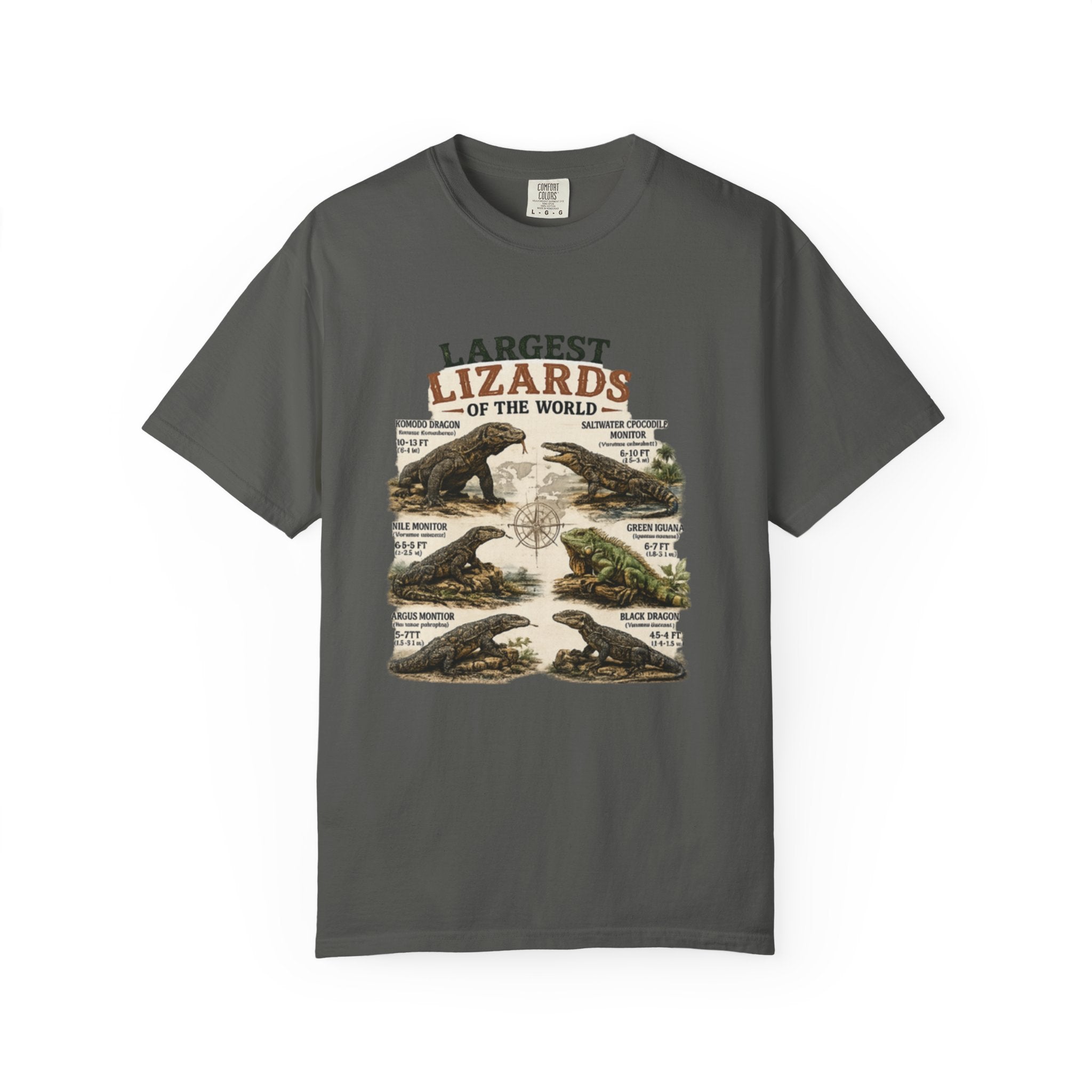 Lizards Graphic T-Shirt — "Largest Lizards of the World" Vintage Nature Tee
