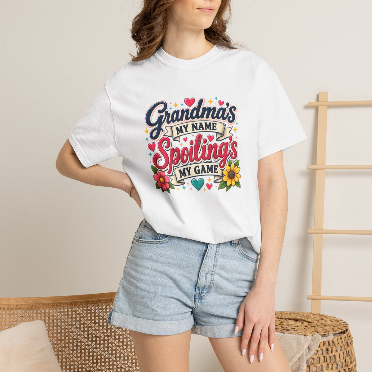 Grandma's My Name Spoiling's My Game T-Shirt | Floral Retro Design