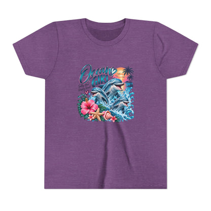 Ocean Girl Youth Tee — Dolphin Beach Graphic Tee for Kids