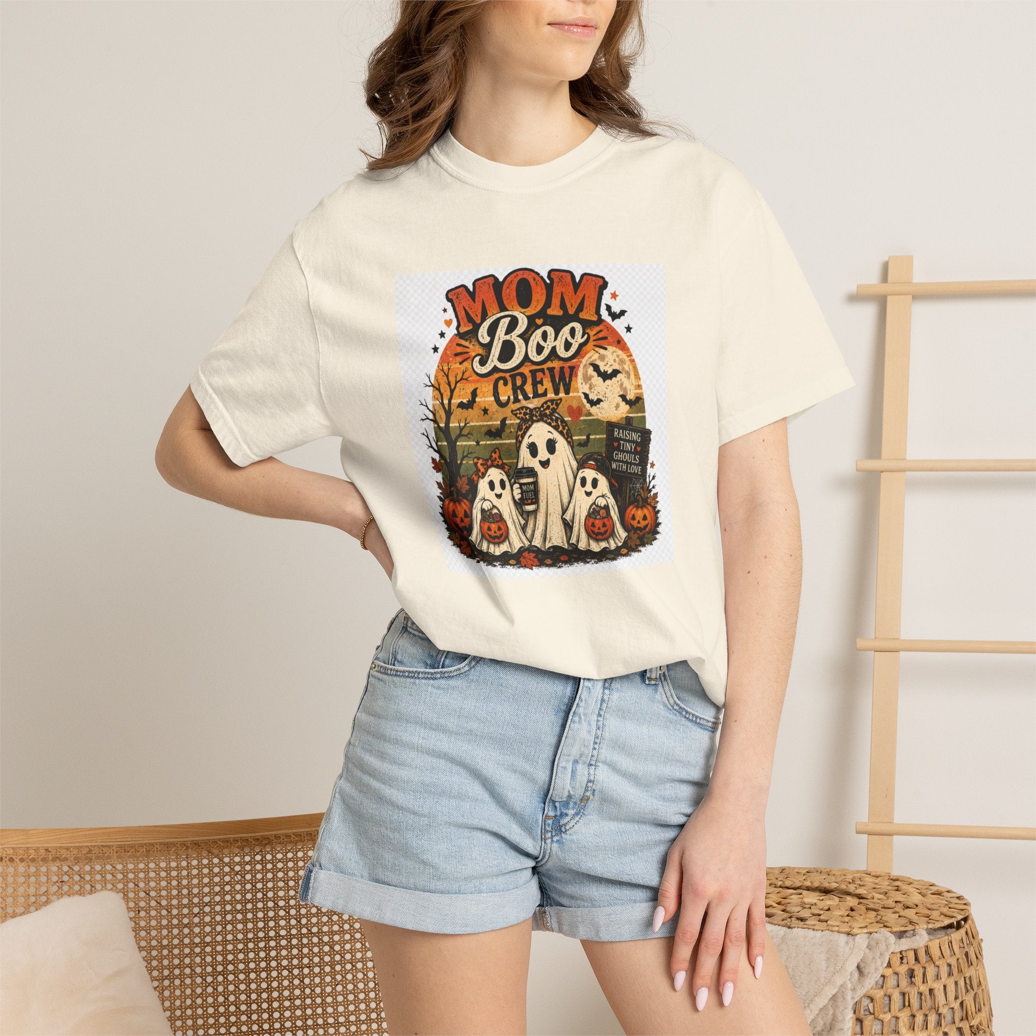 Mom Boo Crew Halloween T-Shirt — Cute Vintage Ghosts & Pumpkins Tee