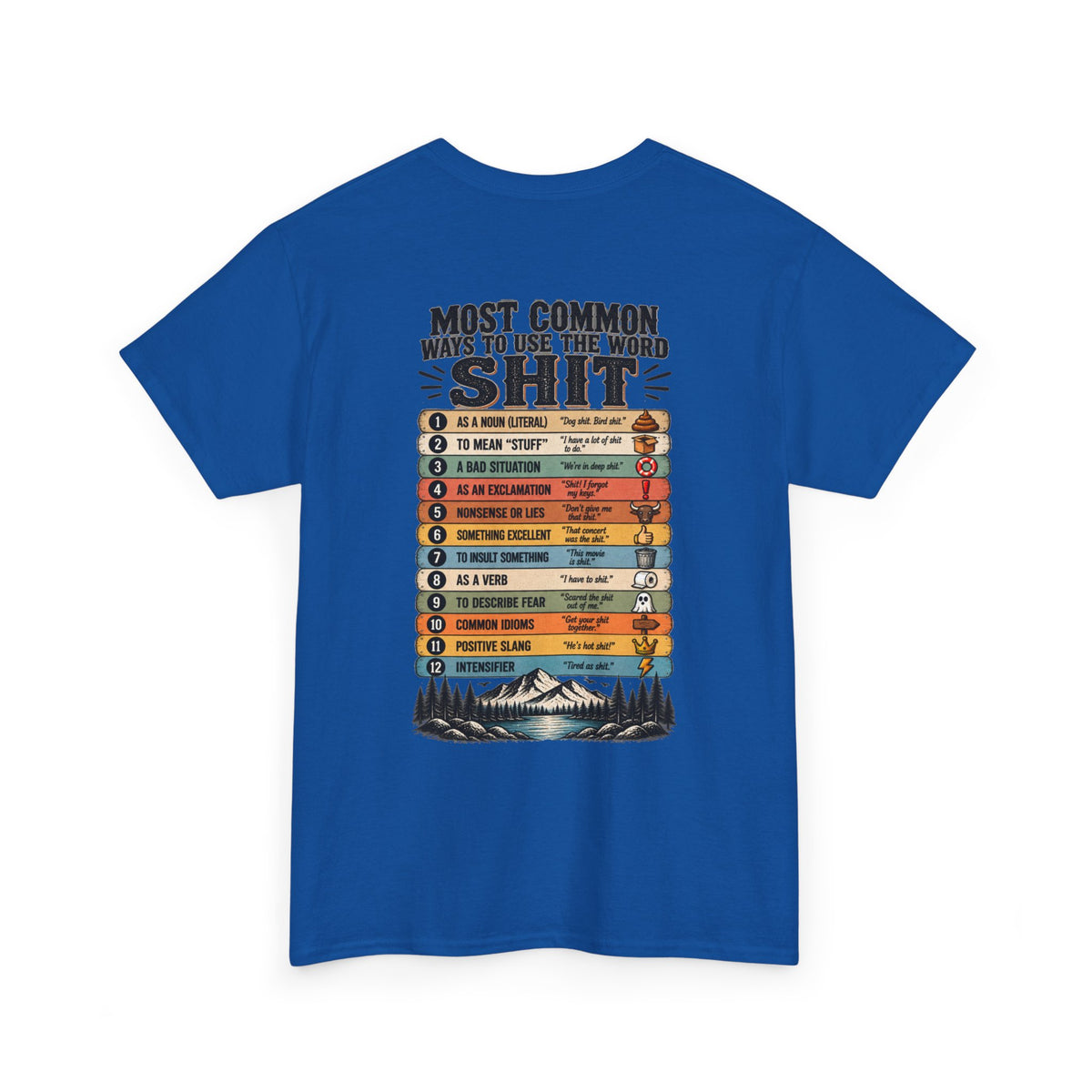 Camping Humor T‑Shirt — “Most Common Shit” Outdoor Checklist Tee