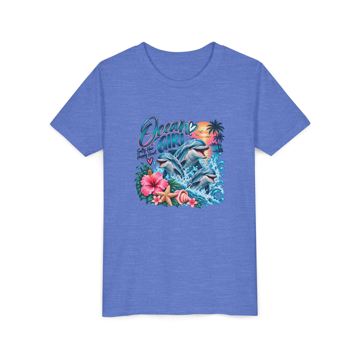 Ocean Girl Youth Tee — Dolphin Beach Graphic Tee for Kids
