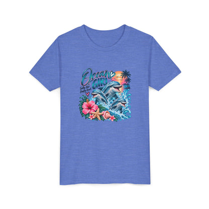 Ocean Girl Youth Tee — Dolphin Beach Graphic Tee for Kids