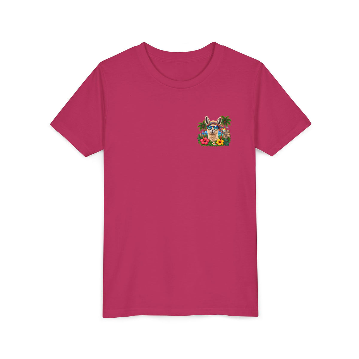 Youth Tee — Tropical Llama Sunglasses Summer Graphic