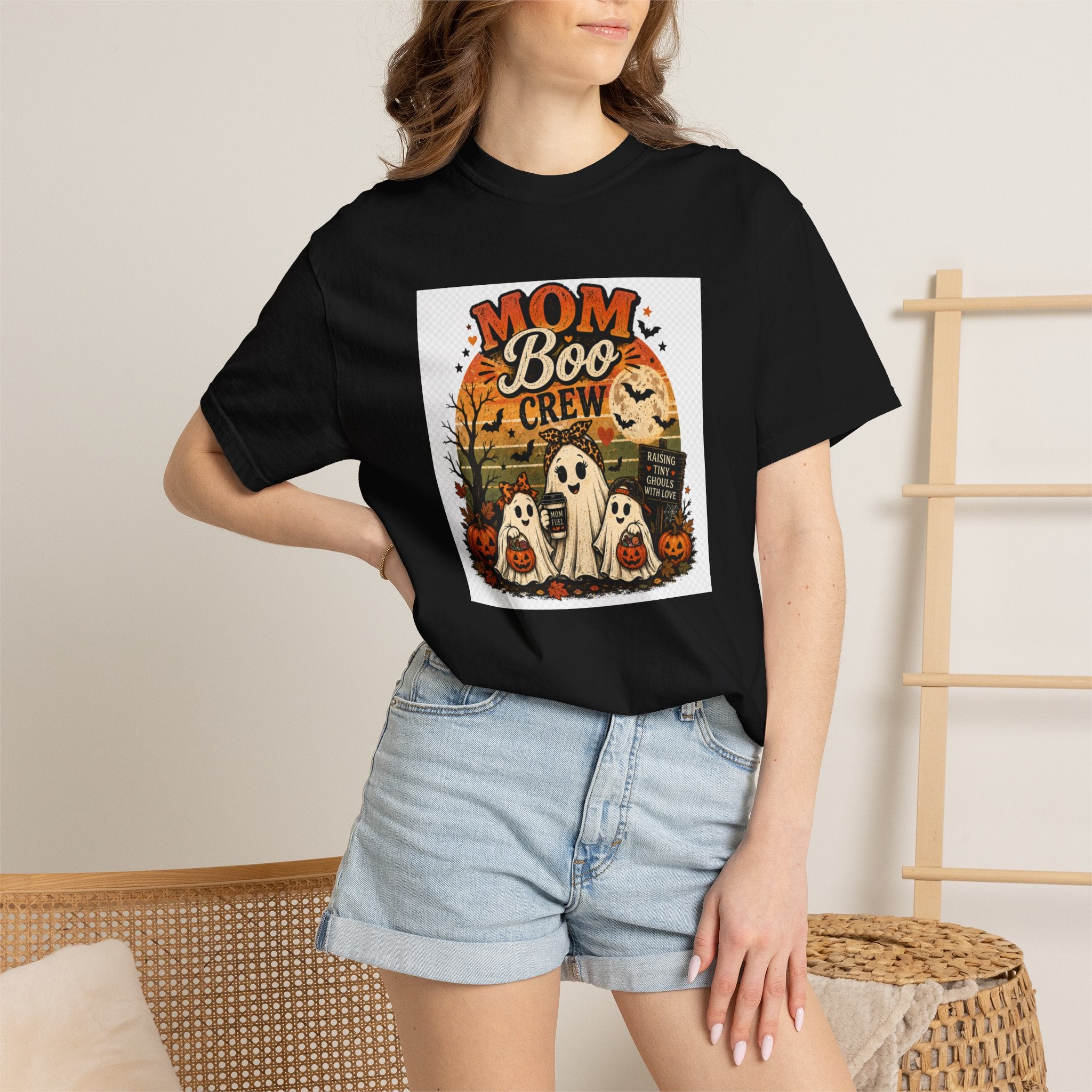 Mom Boo Crew Halloween T-Shirt — Cute Vintage Ghosts & Pumpkins Tee
