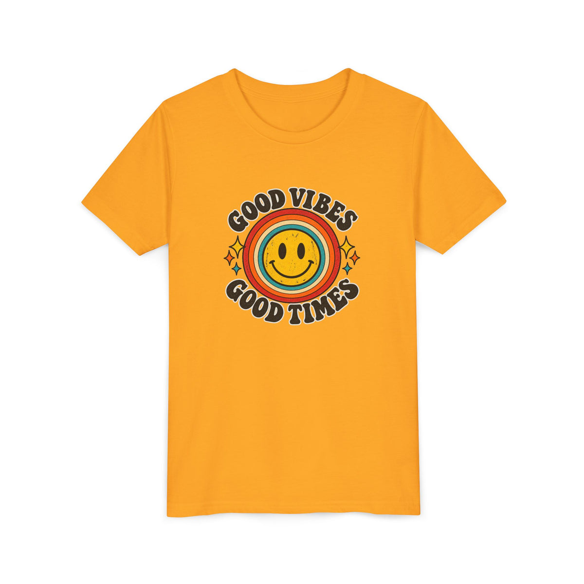 Youth Tee — 'Good Vibes Good Times' Smiley Retro Graphic