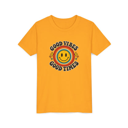 Youth Tee — 'Good Vibes Good Times' Smiley Retro Graphic