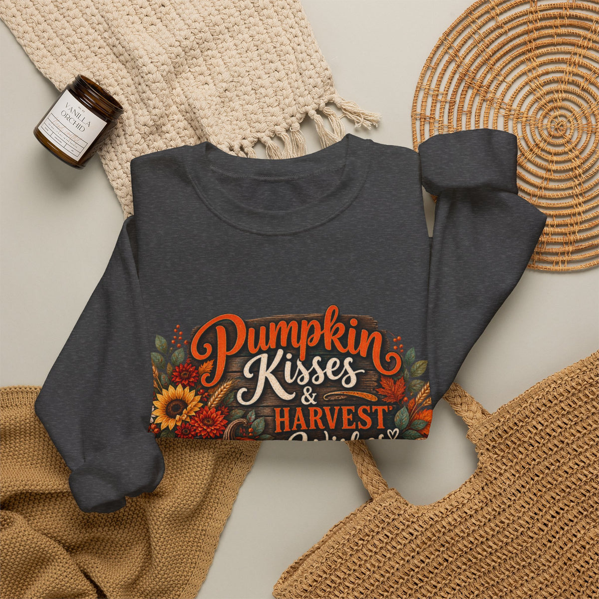 Pumpkin Kisses & Harvest Wishes Crewneck Sweatshirt
