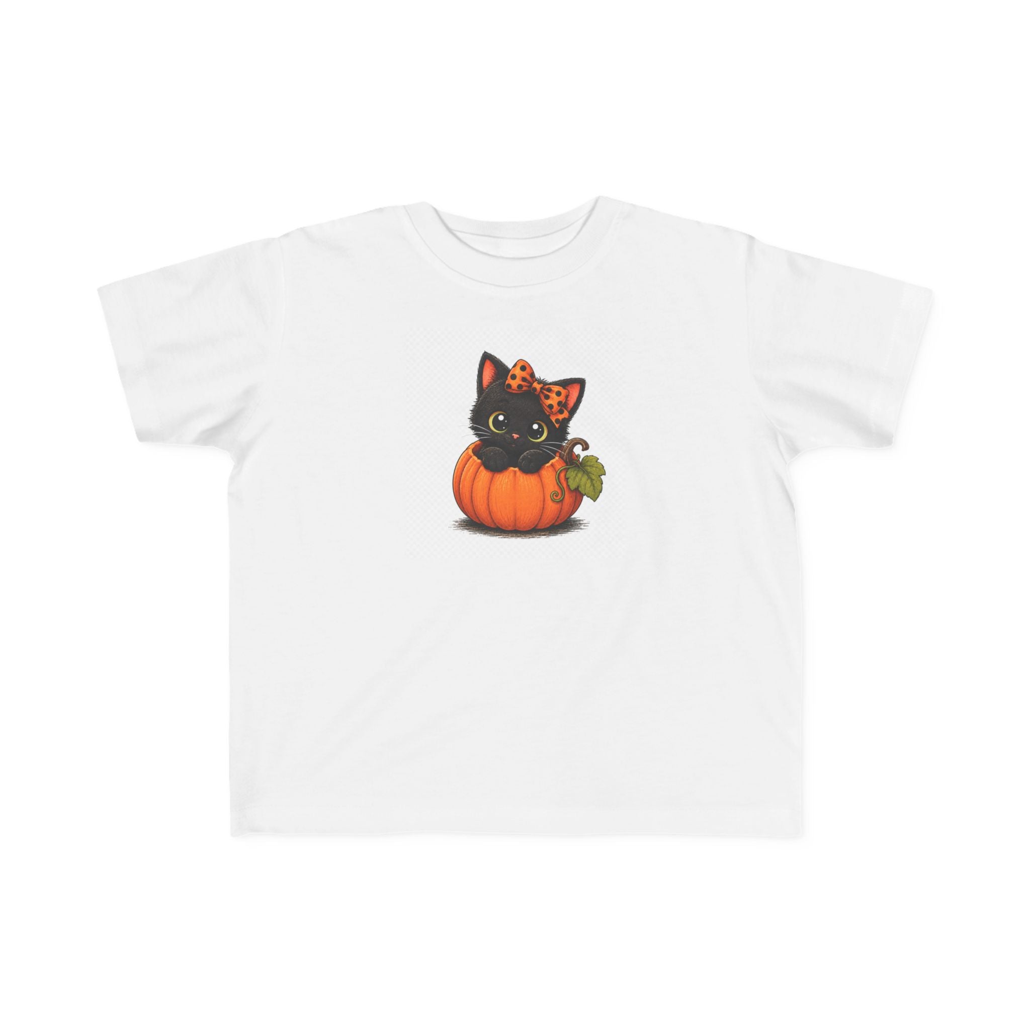 Black Kitten in Pumpkin Toddler Tee | Halloween Cat Kids Shirt