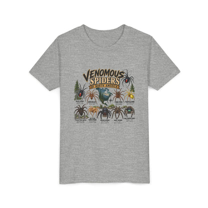 Youth Tee — "Venomous Spiders of North America" Educational Spider Illustration