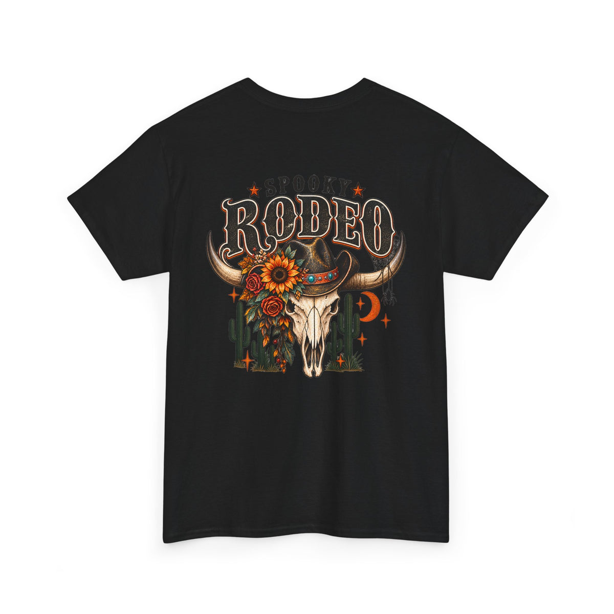 Spooky Rodeo Tee — Halloween Western Skull & Sunflower Graphic T-Shirt