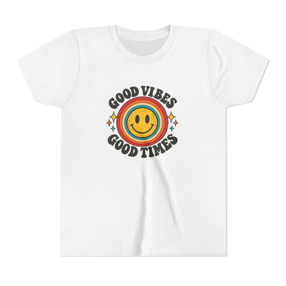Youth Tee — 'Good Vibes Good Times' Smiley Retro Graphic