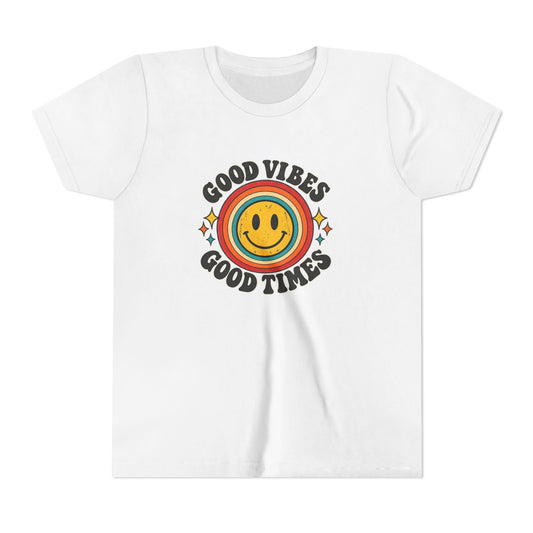 Youth Tee — 'Good Vibes Good Times' Smiley Retro Graphic