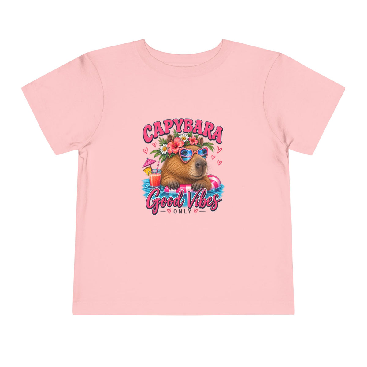 Capybara Good Vibes Toddler Tee - Cute Tropical Animal Shirt