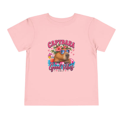 Capybara Good Vibes Toddler Tee - Cute Tropical Animal Shirt