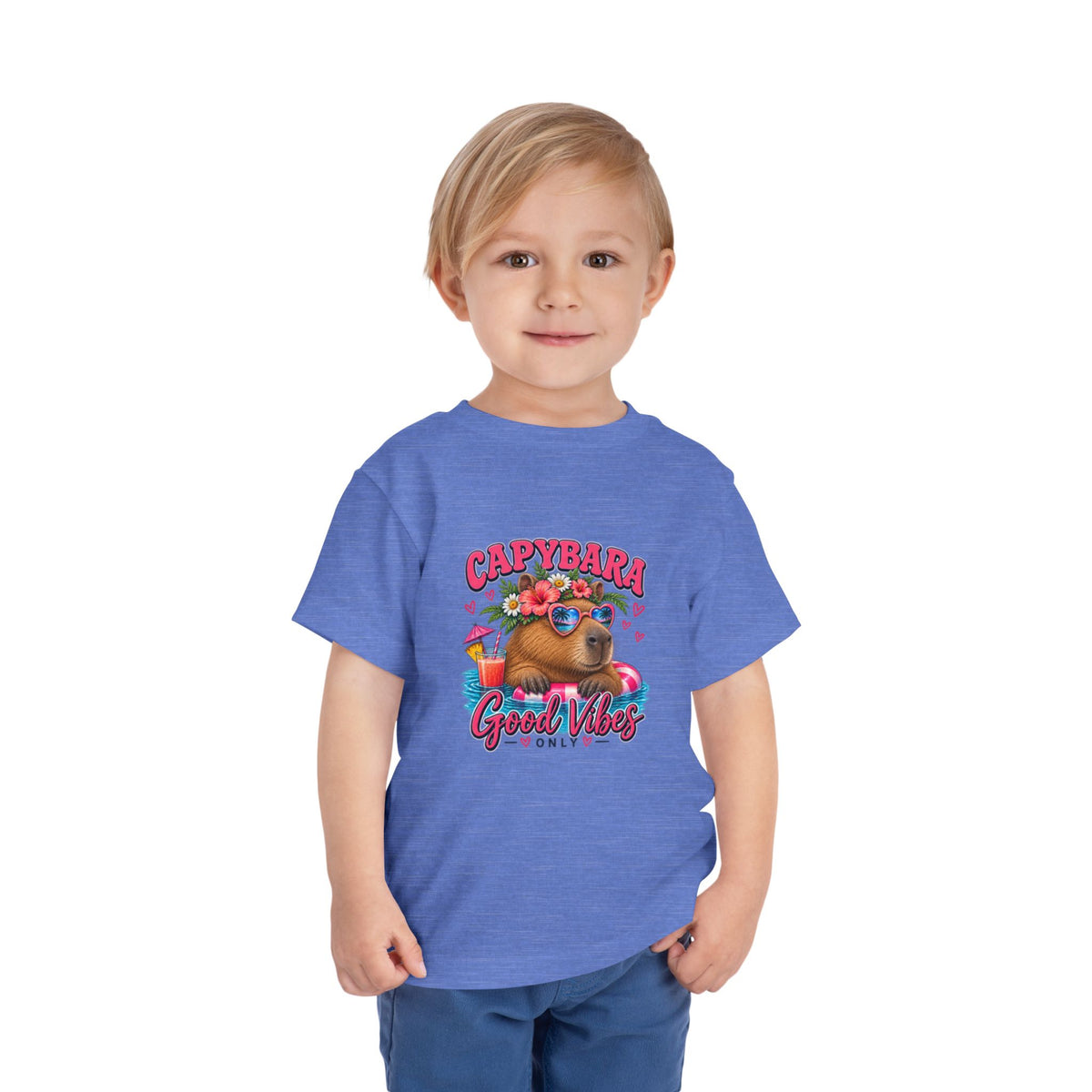Capybara Good Vibes Toddler Tee - Cute Tropical Animal Shirt