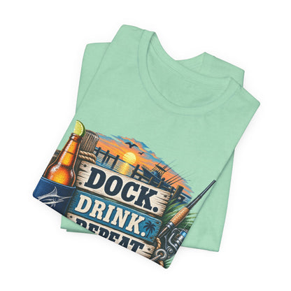 Dock. Drink. Repeat. Tee — Beach Bar Nautical T-Shirt for Boaters & Lake Lovers