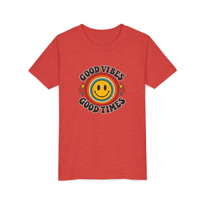 Youth Tee — 'Good Vibes Good Times' Smiley Retro Graphic