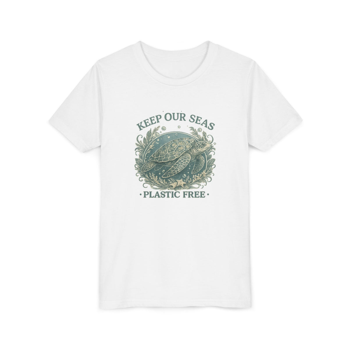 Youth T-Shirt - "Keep Our Seas Plastic Free" Sea Turtle Eco Conservation Tee