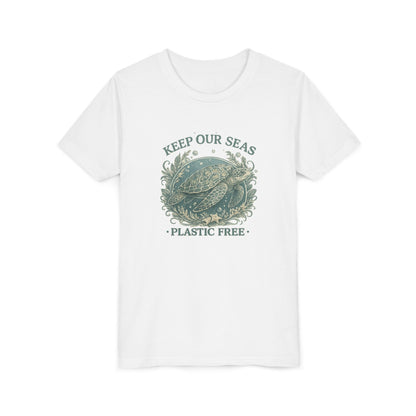 Youth T-Shirt - "Keep Our Seas Plastic Free" Sea Turtle Eco Conservation Tee