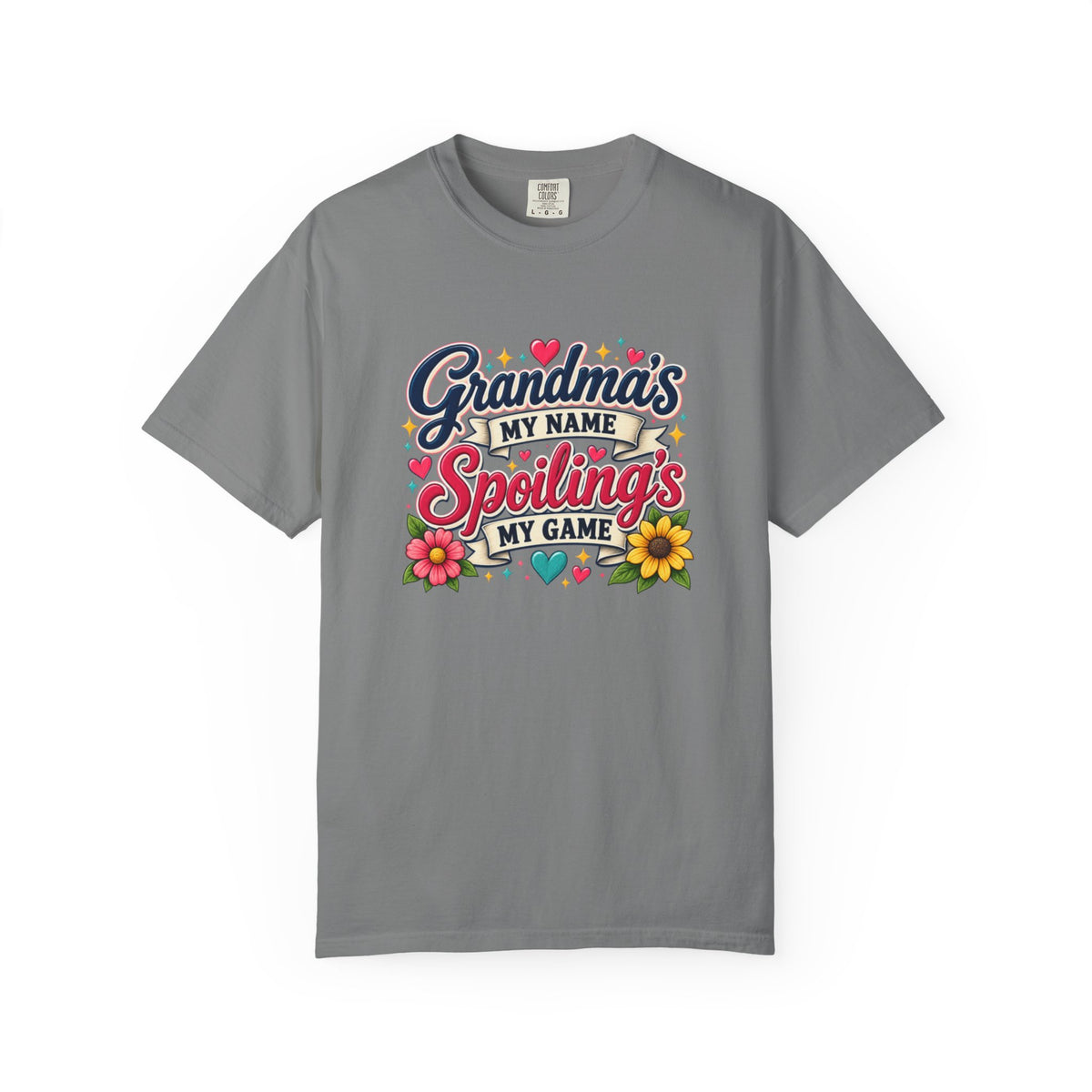 Grandma's My Name, Spoiling's My Game T-Shirt — Cute Floral Grandma Gift
