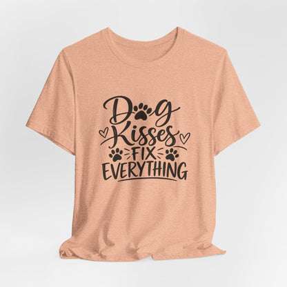 Dog Kisses Fix Everything T-Shirt — Cute Paw Print Dog Lover Tee