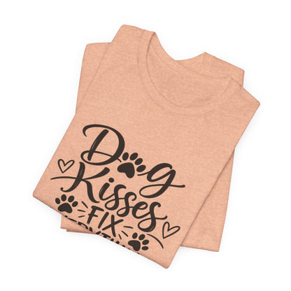 Dog Kisses Fix Everything T-Shirt — Cute Paw Print Dog Lover Tee