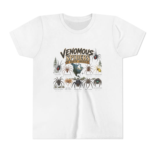 Youth Tee — "Venomous Spiders of North America" Educational Spider Illustration