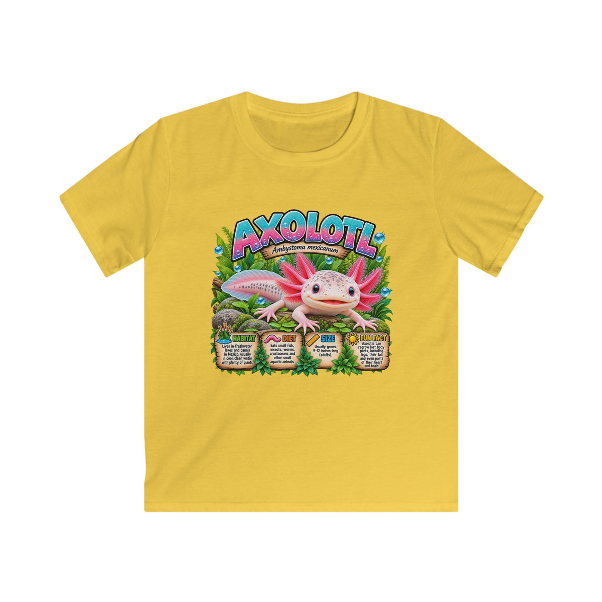 Kids Axolotl Tee — Cute Pink Axolotl Graphic Shirt for Children