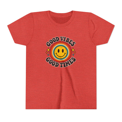Youth Tee — 'Good Vibes Good Times' Smiley Retro Graphic