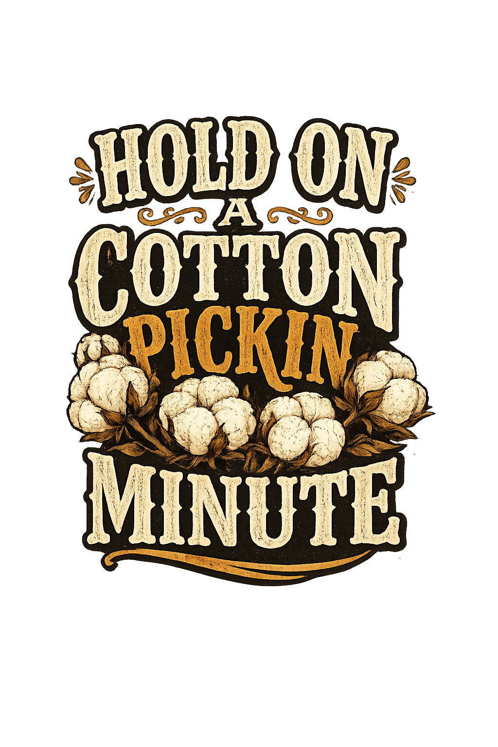 Hold On A Cotton Pickin' Minute T-Shirt — Vintage Farm Humor Tee
